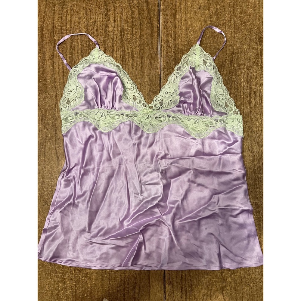 Vintage Y2K Mary Green Lavender Green Silk Blend Lace Camisole NWT Sz LG Gairy